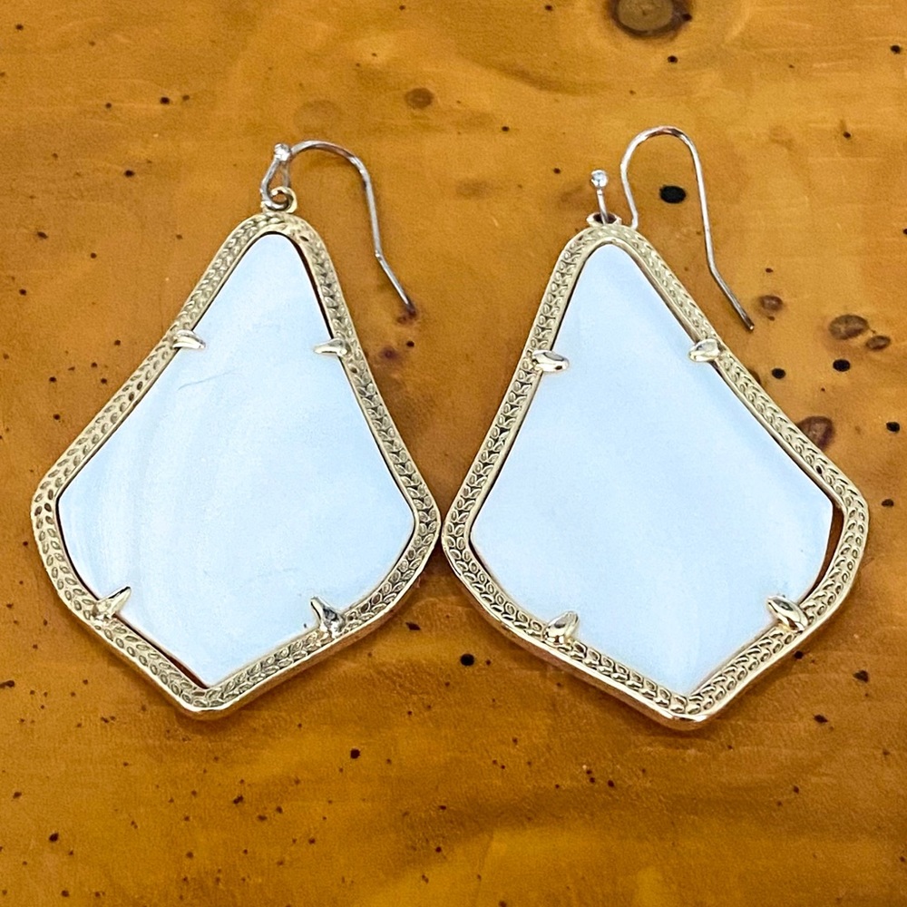 Kendra Scott Gold w/ White Alexandra Earrings